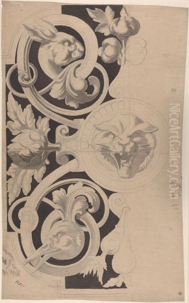 Decorative Design with Heads of a Cat, Hare and Goose - view 1