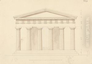Architectural Sketch of Building with Doric Columns by Robert Smirke