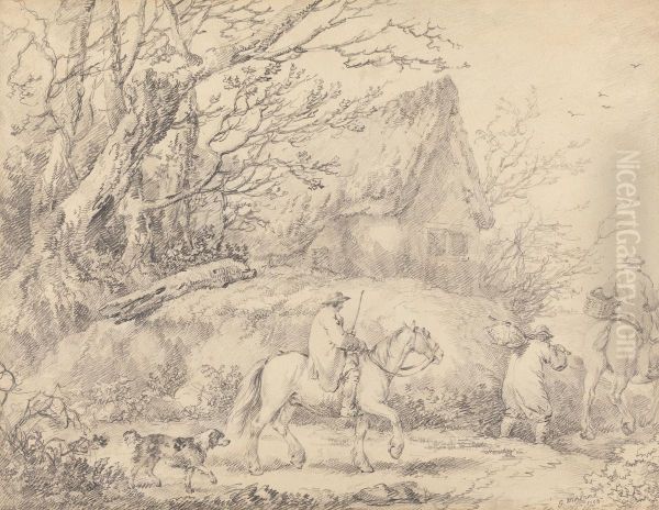 Landscape with Cottage and Figures on Horseback - view 1