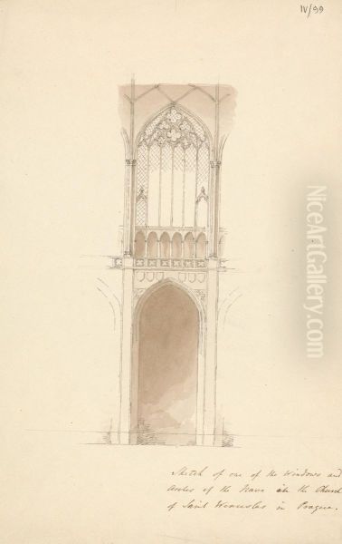 Sketch of a Window and Arches of the Nave in the Church of St. Wensceslas in Prague - view 1