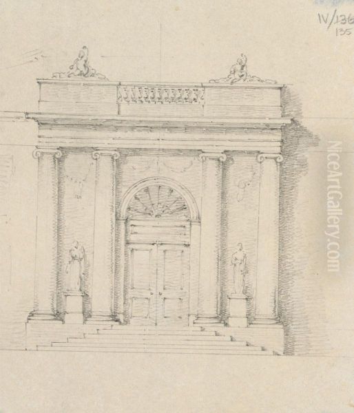 Ornate Double-Doors, With Columns and Sculptures - view 1