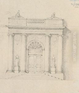 Ornate Double-Doors, With Columns and Sculptures by Robert Smirke