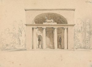 Sketch of an Ornate Doorway, With Columns, and Sculpture by Robert Smirke