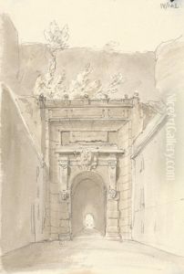 Sketch of a Stone, Arched Entry Gate by Robert Smirke
