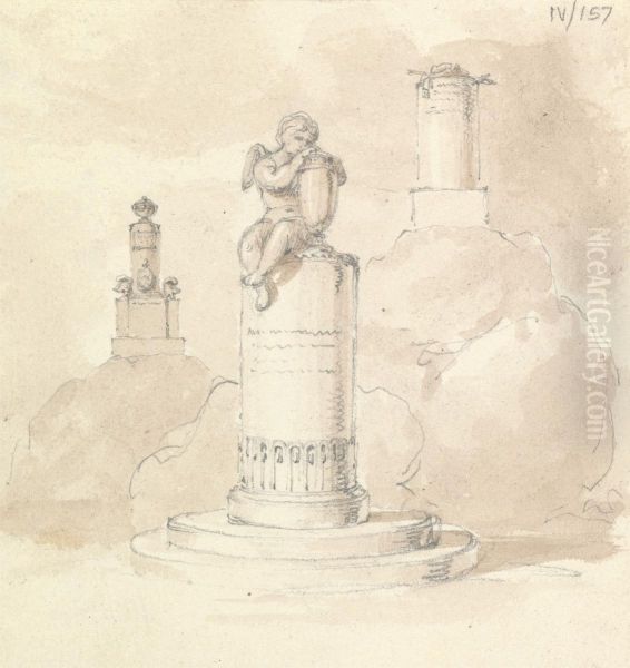Threee Ornate Tombstones - view 1