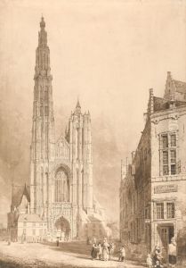 View of Antwerp Cathedral by Thomas Sidney Cooper