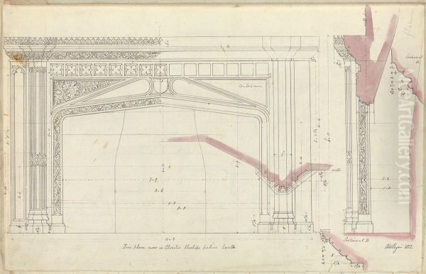 Elevation of Fireplace in Cloisters - view 1