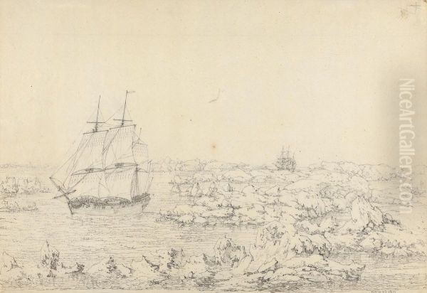 The Resolution Beating through the Ice, with the Discovery in the most eminent Danger in the Distance - view 1