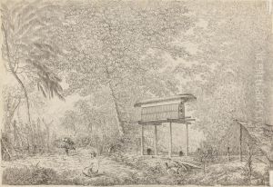 A Toopapapoo of a Chief, with a Priest Making his Offering to the Morai, in Huoheine by John Webber