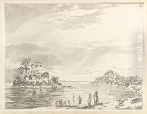 View of the Island of Jangerah at Sultanganj with Figures in the Foreground - view 1