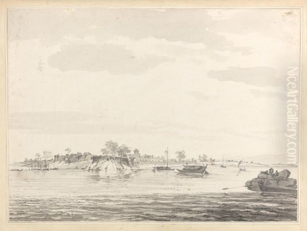 A View of the Fort of Mongheer, upon the banks of the River Ganges - view 1