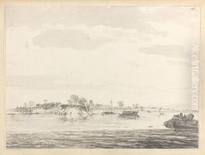 A View of the Fort of Mongheer, upon the banks of the River Ganges by William Hodges