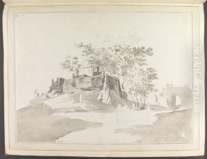 An Indian Tomb with Figures in the Foreground and a Gate in the Distance by William Hodges