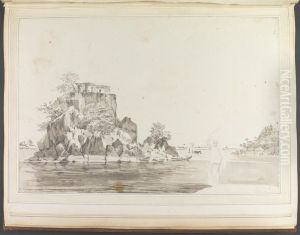 View of the Island of Jangerah at Sultanjanj with a Woman Balancing a Jug in the Foreground