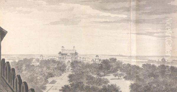 View of the Tomb of the Emperor Akbar at Secrundii (Sikandra) from the Top of the Outer Gate - view 1