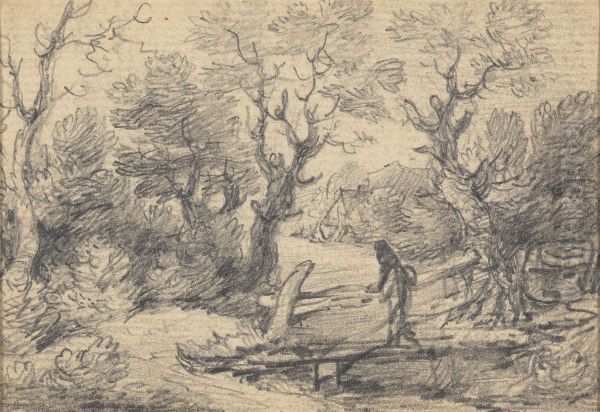 Landscape with figure on a footbridge - view 1