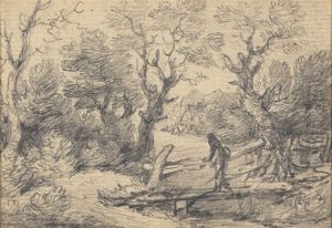 Landscape with figure on a footbridge
