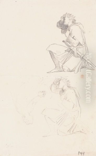 Studies of a kneeling knight - view 1