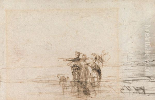 Shrimpers on the Shore - view 1