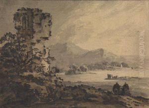 Classical Landscape with Two Figures on Horseback at Right by William Gilpin
