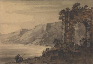 Classical Landscape with Two Figures on Lake Shore Classical Landscape with Two Figures on Lake Shore