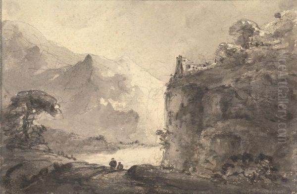 Rocky Landscape with Two Figures on a Path in the Center - view 1