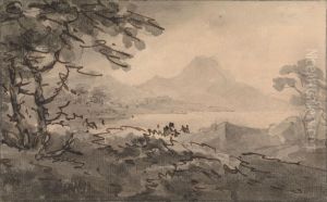 A Lake with Mountains Rising Beyond by William Gilpin