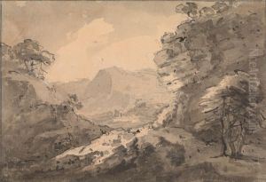 Mountainous Landscape with Rocky Crag at Right Mountainous Landscape with Rocky Crag at Right