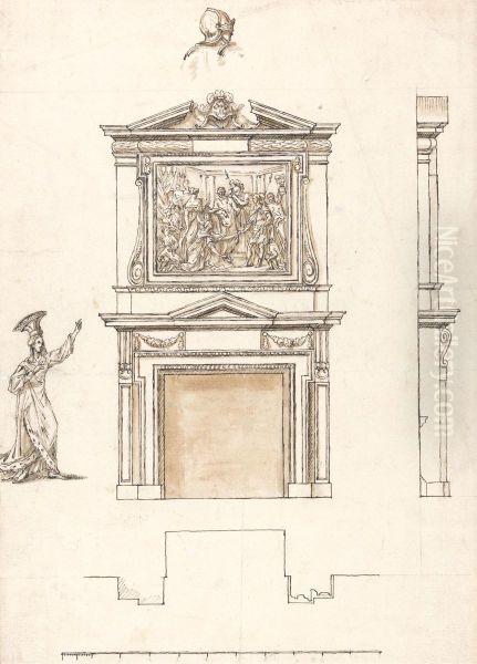 Elevation and Section of Chimney Piece in the Hall - view 1