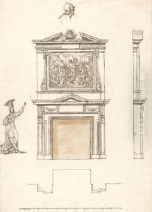 Elevation and Section of Chimney Piece in the Hall by William Kent