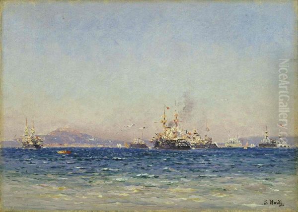 Escadre en rade de Toulon, effet de mistral - view 1
