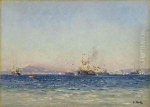 Escadre en rade de Toulon, effet de mistral by Francois Nardi
