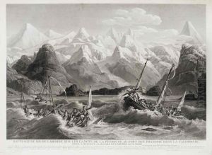 Naufrage de MM.de Laborde sur les canots de La Peyrouse au Port des Francois dans la Californie by Louis-Philippe Crepin