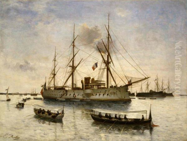 Retour des cendres de l'amiral Courbet aux Salins d'Hyeres en 1885 sur le Bayard - view 1
