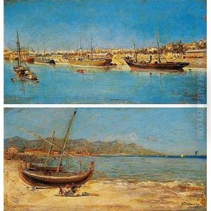 Barcos En Un Puerto by Francisco Cabanzon Hernandez
