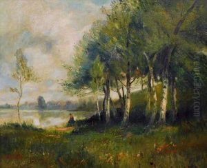 Waldlandschaft Mit Birken Am See
