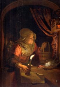 Old Woman at a Window with a Candle