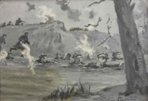 Passage de l'Yser par les fusiliers marins en 1914
