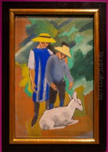 Kinder mit Ziege by August Macke