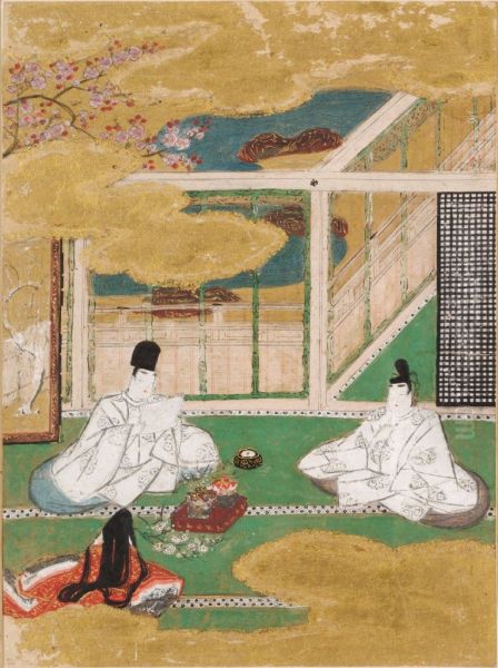 The Plum Tree Branch (Umegae), Illustration to Chapter 32 of the Tale of Genji (Genji monogatari) - view 1