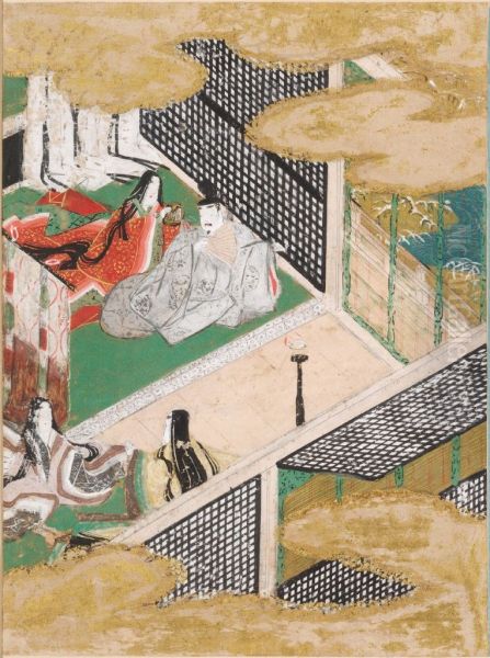 The Handsome Pillar (Makibashira), Illustration to Chapter 31 of the Tale of Genji (Genji monogatari) - view 1