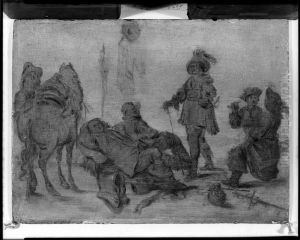 Group of Men and Horse by Adriaen van de Venne