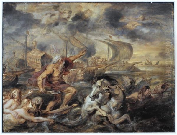 The Voyage of the Cardinal Infante Ferdinand of Spain from Barcelona to Genoa in April 1633, with Neptune Calming the Tempest - view 1