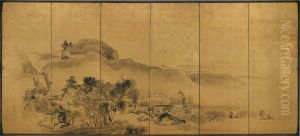 Landscape (left screen) by Watanabe Shiko