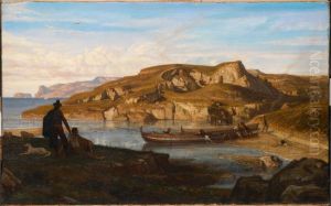 Rocky Bay South of Salerno with View of Capri by Alexandre-Gabriel Decamps