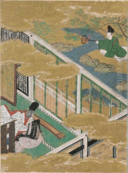 The Cressets (Kagaribi), Illustration to Chapter 27 of the Tale of Genji (Genji monogatari) - view 1