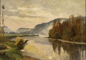 Paysage A La Riviere by Louis Alexandre Cabie