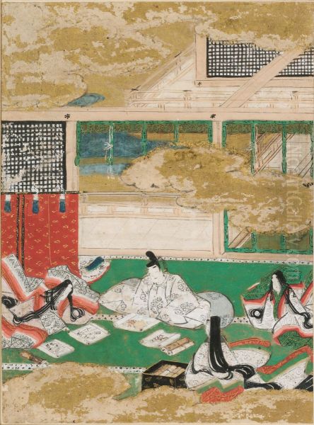 The Picture Contest (Eawase), Illustration to Chapter 17 of the Tale of Genji (Genji monogatari) - view 1