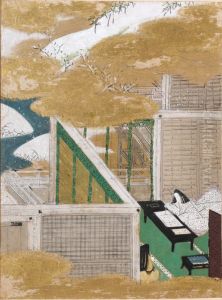 Writing Practice (Tenarai), Illustration to Chapter 53 of the Tale of Genji (Genji monogatari) by Tosa Mitsunobu