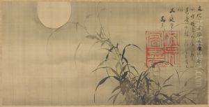 Grasses and Moon by Tani Buncho